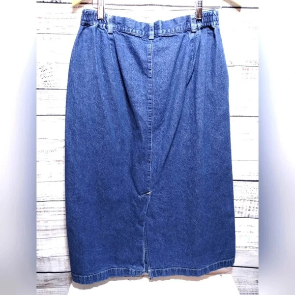 Cabin Creek Denim Maxi Skirt Medium Blue size 14 Button Down‎ 90s Vintage - Picture 4 of 4